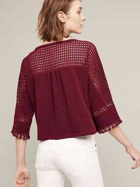 ANTHROPOLOGIE Saturday/Sunday Olana Tasseled Pullover in Violet - L